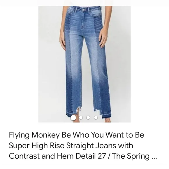 **SOLD**EUC FLYING MONKEY "Be Who You Want To Be" High Rise Colorblock Jeans - Picture 3 of 3